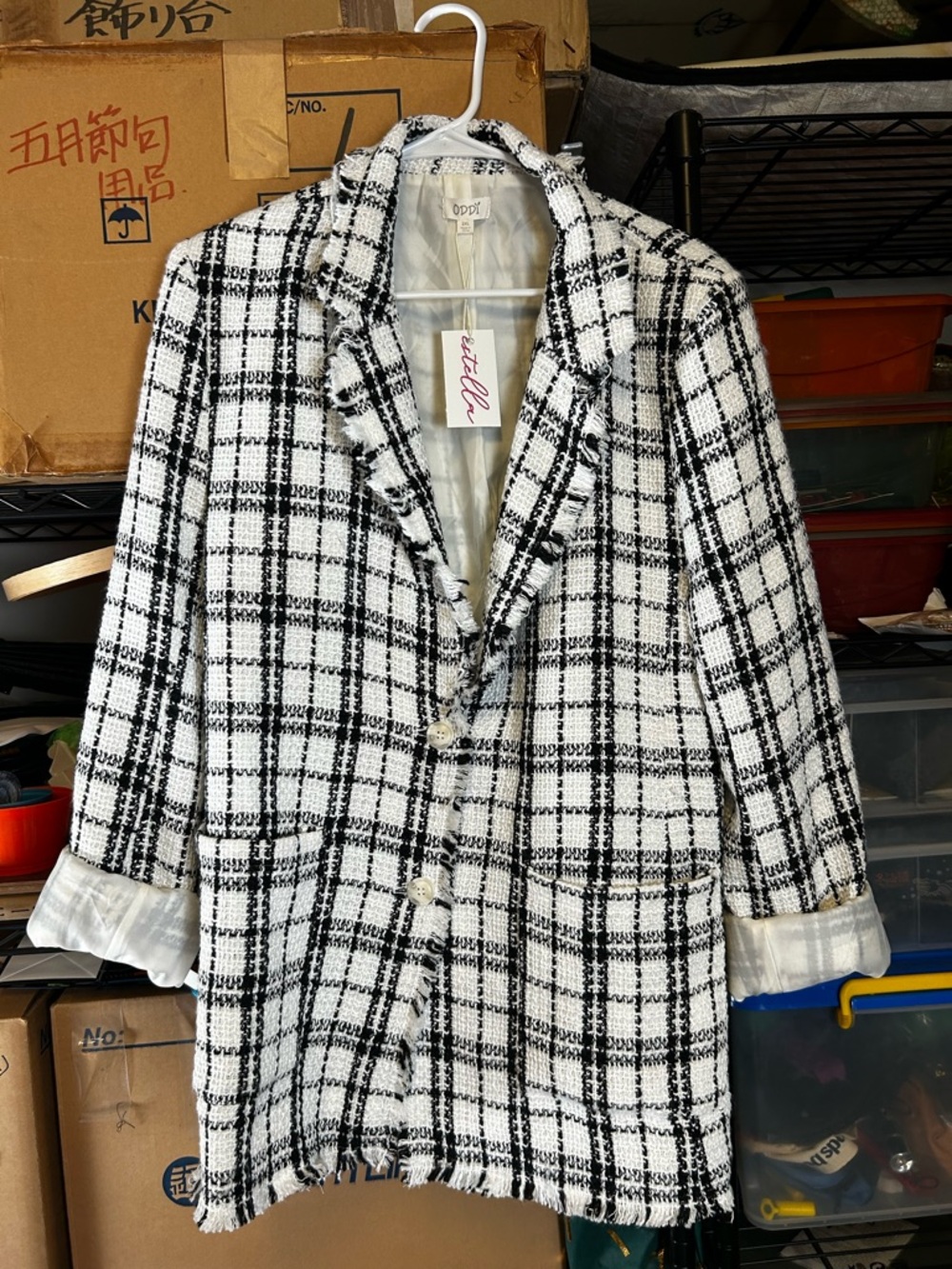 Black & White Plaid Bouclé Jacket